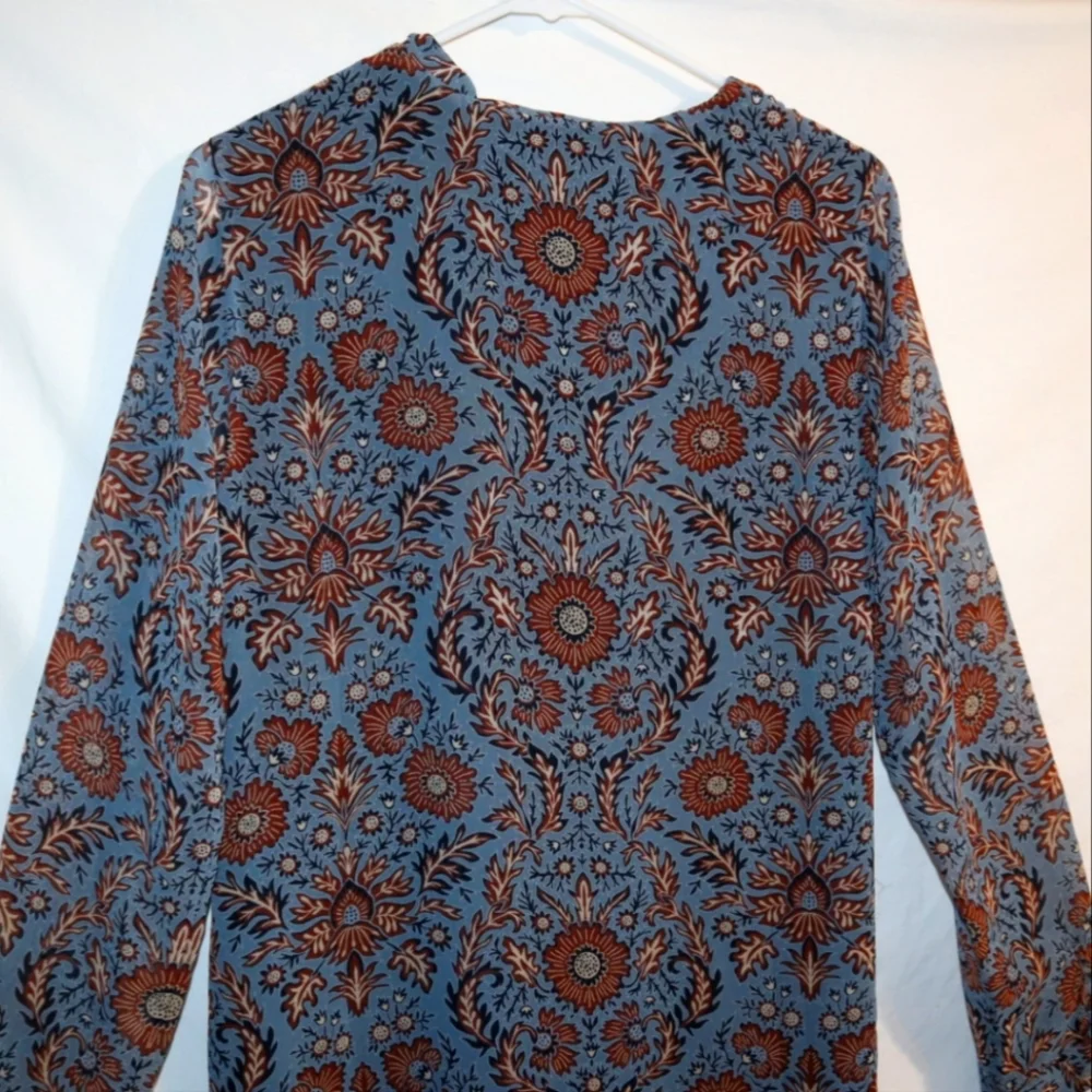 CAbi Provincial Tunic Dress Womens  Blue Brown Floral Style 3295 Size S - Picture 11 of 13